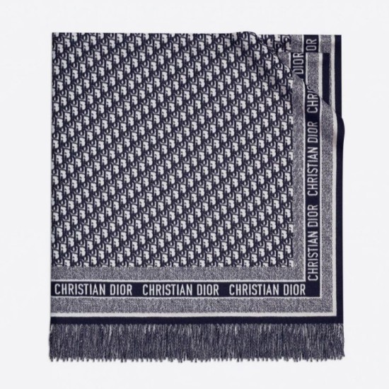 falso Dior Oblique Coperta Lana e Angora Blu Navy