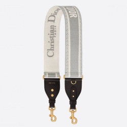 falso Dior Tracolla con Ricamo Anello Tela Grigio
