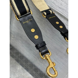 falso Dior Tracolla Regolabile con Ricamo Anello Nero