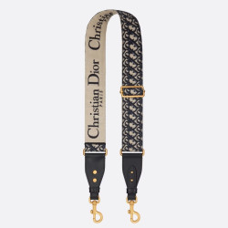 falso Dior Tracolla Regolabile con Ricamo Obliquo Blu