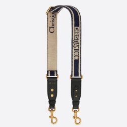 falso Dior Tracolla Regolabile con Ricamo Obliquo Blu