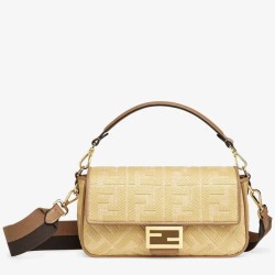 Riproduzione Fedele Borsa media Baguette Fendi Paglia naturale imitazioni