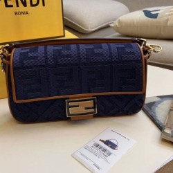 Riproduzione Fedele Borsa Replica 1:1 media Fendi Baguette blu denim imitazioni