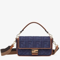 Riproduzione Fedele Borsa Replica 1:1 media Fendi Baguette blu denim imitazioni