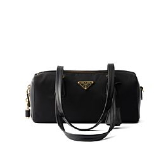 fedele Imitazioni borse griffate media Prada Re-Nylon con manico superiore e lucchetto 1BB127 Nero