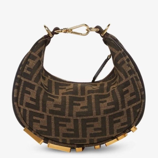 Fendi Fendigraphy Mini Bag Marrone FF Jacquard Fabric