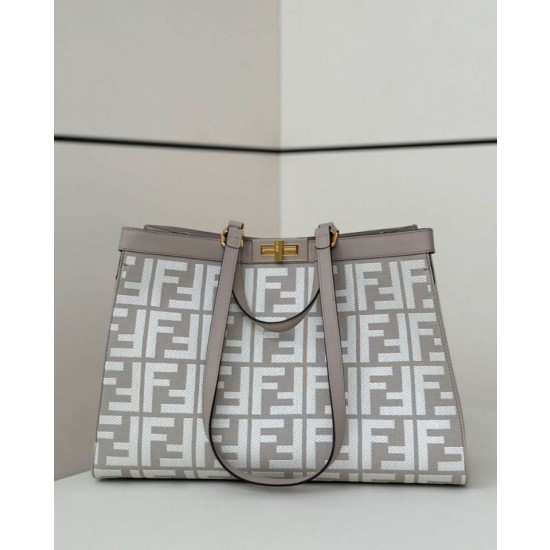 Fendi Peekaboo-Tote Bag FF Grigio