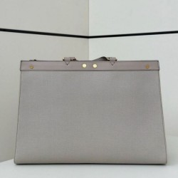 Qualità Specchio Replica Fendi Peekaboo-Tote Bag FF Grigio Riproduzione Fedele Fendi Peekaboo-Tote Bag FF Grigio imitazioni