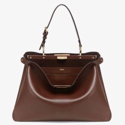 Riproduzione Fedele Fendi Peekaboo Soft Large Bag Marrone Scuro imitazioni