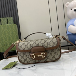 Gucci 815206 Horsebit 1955 Soft piccola borsa con manico superiore Marrone
