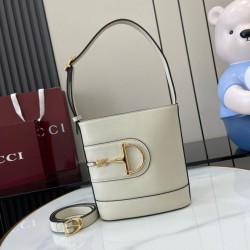 Riproduzione Fedele Borsa a secchiello mini Gucci 73 833665 Bianca imitazioni