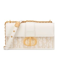 Riproduzione Fedele Dior 30 Montaigne East-West Bag Dior Oblique denim con catena Cream imitazioni