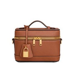 Riproduzione Fedele Celine Vanity Bag Pelle di vitello naturale Caffè imitazioni