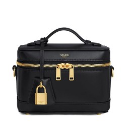 Riproduzione Fedele Celine Borse Replica da toeletta Pelle di vitello naturale nera imitazioni
