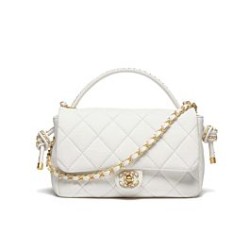 Riproduzione Fedele Qualità superiore replica Chanel Flap con manico superiore AS5317 Crema imitazioni