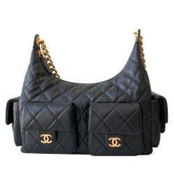Riproduzione Fedele Borsa Chanel Maxi Hobo AS5302 Nero imitazioni