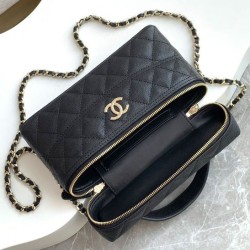 Qualità Specchio Replica Chanel Long Vanity con catena AP4407 Nero Riproduzione Fedele Chanel Long Vanity con catena AP4407 Nero imitazioni