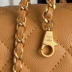 Riproduzione Fedele Borsa Chanel Mini Flap con manico superiore AS5164 Caffè chiaro imitazioni
