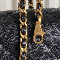 Qualità Specchio Replica Borsa Chanel Mini Flap con manico superiore AS5164 Nero Riproduzione Fedele Borsa Chanel Mini Flap con manico superiore AS5164 Nero imitazioni