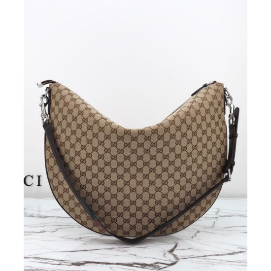 Riproduzione Fedele Borsa a tracolla grande Gucci B 800194 Caffè imitazioni