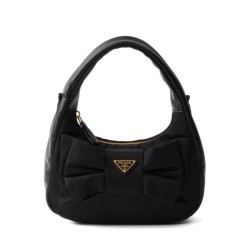 Mini-bag in nylon/nappa Prada Re-Nylon con fiocco 1BC241 Nero