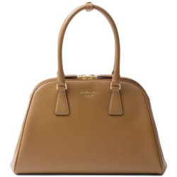 Riproduzione Fedele Imitazione Borsa Prada Media Saffiano 1BG537 Caffè imitazioni