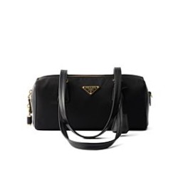 Riproduzione Fedele fedele Imitazioni borse griffate media Prada Re-Nylon con manico superiore e lucchetto 1BB127 Nero imitazioni