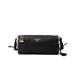 Imitazione Borse Replica a tracolla media Prada in Re-Nylon Con lucchetto 1BC233 Nero