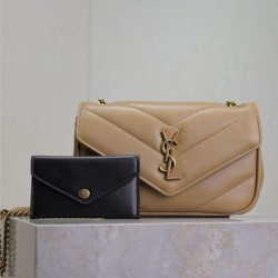 Riproduzione Fedele Dettagli perfetti Mini borsa YSL Saint Laurent Loulou Albicocca imitazioni