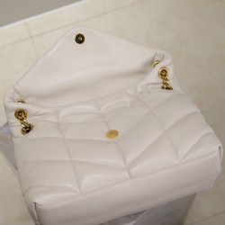 Qualità Specchio Replica Borsa media YSL Saint Laurent Puffer in nappa color crema Riproduzione Fedele Borsa media YSL Saint Laurent Puffer in nappa color crema imitazioni