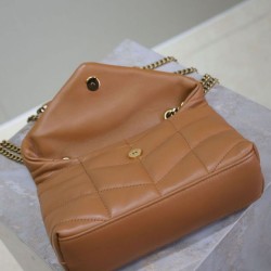 Qualità Specchio Replica Borsa imbottita Toy YSL Saint Laurent in pelle di agnello Caffè Riproduzione Fedele Borsa imbottita Toy YSL Saint Laurent in pelle di agnello Caffè imitazioni