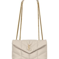 Riproduzione Fedele Bora Pari all'originale replica imbottita Toy YSL Saint Laurent in pelle di agnello Crema imitazioni