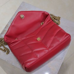 Qualità Specchio Replica Borse Imitazioni imbottita Toy YSL Saint Laurent in pelle di agnello rossa Riproduzione Fedele Borse Imitazioni imbottita Toy YSL Saint Laurent in pelle di agnello rossa imitazioni