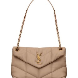 Riproduzione Fedele Dettagli perfetti Borsa piccola YSL Saint Laurent Puffer in nappa albicocca imitazioni