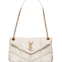 Riproduzione Fedele Borsa piccola YSL Saint Laurent Puffer in nappa color crema imitazioni