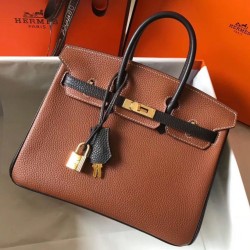 Riproduzione Fedele Hermes Birkin 25cm 30cm 35cm Borsa Marrone/Nero Clemence