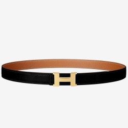 Riproduzione Fedele Hermes Mini Constance 24mm Cintura Reversibile Nero/Oro imitazioni