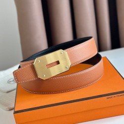 Riproduzione Fedele Hermes Neo Cintura Reversibile 32MM Clemence Marrone/Nero imitazioni
