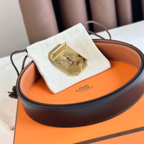 Riproduzione Fedele Hermes Neo Cintura Reversibile 32MM Clemence Marrone/Nero imitazioni