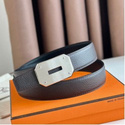 Riproduzione Fedele Qualità superiore replica Hermes Neo Cintura Reversibile 32MM Cioccolato Clemence imitazioni