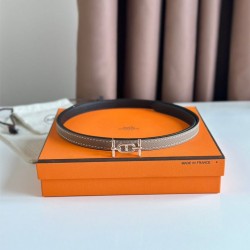 Riproduzione Fedele Hermes Gamma 13mm Cintura Reversibile Epsom Taupe Grigio/Nero imitazioni