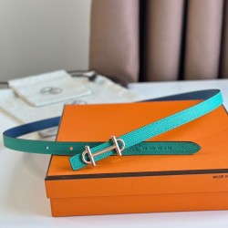 Riproduzione Fedele Alta gamma replica Hermes Gamma 13mm Cintura Reversibile Epsom Taupe Verde/Blu imitazioni