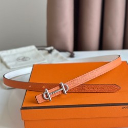 Riproduzione Fedele Qualità superiore replica Hermes Gamma 13mm Cintura Reversibile Epsom Taupe Swift Bianco/Arancione imitazioni