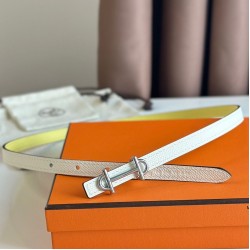 Riproduzione Fedele Hermes Gamma 13mm Cintura Reversibile Epsom Taupe Swift Bianco/Giallo imitazioni