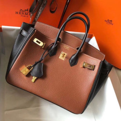 Hermes Birkin 25cm 30cm 35cm Borsa Marrone/Nero Clemence