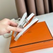 Qualità superiore replica Hermes Gamma 13mm Cintura Reversibile Epsom Taupe Swift Bianco/Arancione