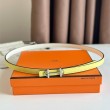 Hermes Gamma 13mm Cintura Reversibile Epsom Taupe Swift Bianco/Giallo