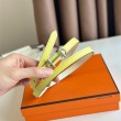 Hermes Gamma 13mm Cintura Reversibile Epsom Taupe Swift Bianco/Giallo