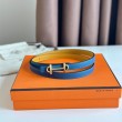 Qualità superiore replica Hermes Gamma 13mm Cintura Reversibile Epsom Taupe Swift Giallo/Blu