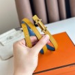 Qualità superiore replica Hermes Gamma 13mm Cintura Reversibile Epsom Taupe Swift Giallo/Blu